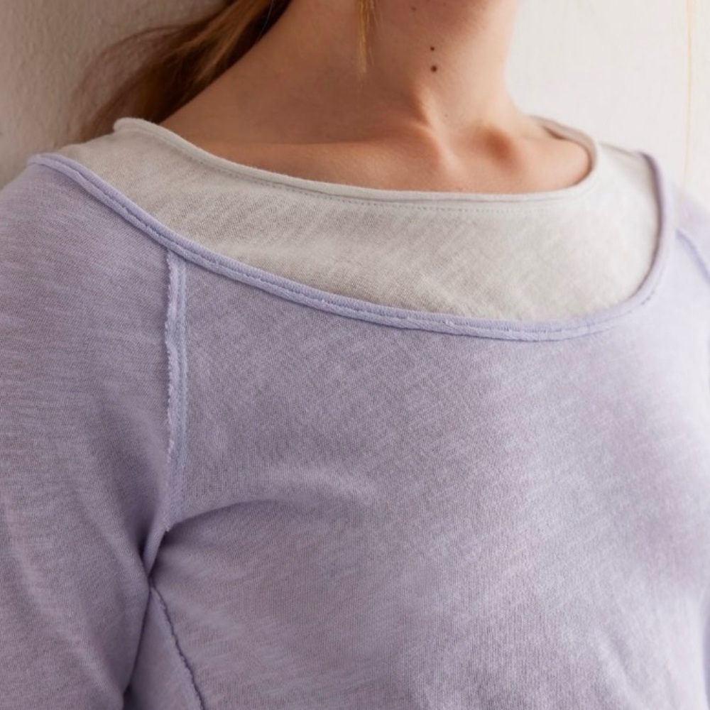 NWT Free People We the Free two’s a charm long sleeve top in icelandic blue- S - Picture 2 of 3